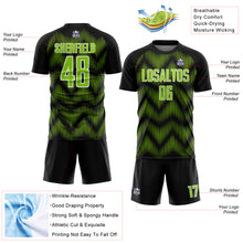 Load image into Gallery viewer, Custom Black Neon Green-White Line Sublimation Soccer Uniform Jersey