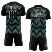 Laden Sie das Bild in den Galerie-Viewer, Custom Black Ice Blue-White Line Sublimation Soccer Uniform Jersey