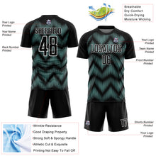 Laden Sie das Bild in den Galerie-Viewer, Custom Black Ice Blue-White Line Sublimation Soccer Uniform Jersey