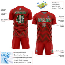 Загрузить изображение в средство просмотра галереи, Custom Red Green-White Line Sublimation Soccer Uniform Jersey