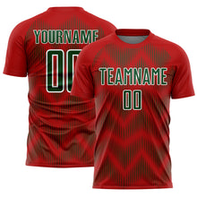 Загрузить изображение в средство просмотра галереи, Custom Red Green-White Line Sublimation Soccer Uniform Jersey