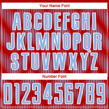 Load image into Gallery viewer, Custom Red Light Blue-White Line Sublimation Soccer Uniform Jersey