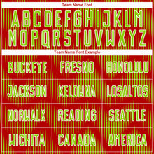 Load image into Gallery viewer, Custom Red Neon Green-White Line Sublimation Soccer Uniform Jersey