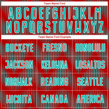 Charger l'image dans la galerie, Custom Red Aqua-White Line Sublimation Soccer Uniform Jersey