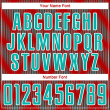 Charger l'image dans la galerie, Custom Red Aqua-White Line Sublimation Soccer Uniform Jersey