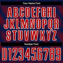 Laden Sie das Bild in den Galerie-Viewer, Custom Navy Red-White Line Sublimation Soccer Uniform Jersey