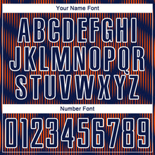 Laden Sie das Bild in den Galerie-Viewer, Custom Navy Orange-White Line Sublimation Soccer Uniform Jersey