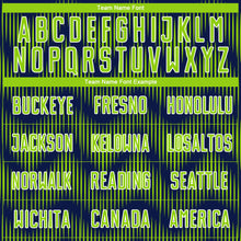 Laden Sie das Bild in den Galerie-Viewer, Custom Navy Neon Green-White Line Sublimation Soccer Uniform Jersey