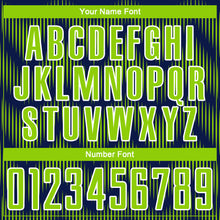 Laden Sie das Bild in den Galerie-Viewer, Custom Navy Neon Green-White Line Sublimation Soccer Uniform Jersey