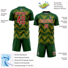 Charger l'image dans la galerie, Custom Green Red-Gold Line Sublimation Soccer Uniform Jersey