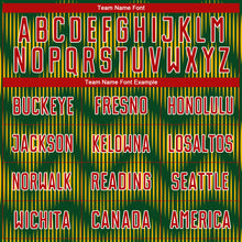 Charger l'image dans la galerie, Custom Green Red-Gold Line Sublimation Soccer Uniform Jersey