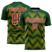 Charger l'image dans la galerie, Custom Green Red-Gold Line Sublimation Soccer Uniform Jersey
