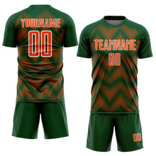 Charger l'image dans la galerie, Custom Green Orange-White Line Sublimation Soccer Uniform Jersey