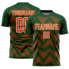 Charger l'image dans la galerie, Custom Green Orange-White Line Sublimation Soccer Uniform Jersey