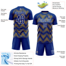 Load image into Gallery viewer, Custom Royal Gold-White Line Sublimation Soccer Uniform Jersey