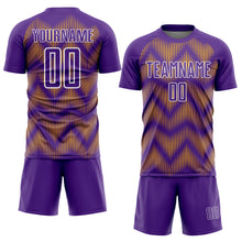 Charger l'image dans la galerie, Custom Purple Gold-White Line Sublimation Soccer Uniform Jersey