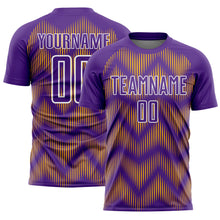 Charger l'image dans la galerie, Custom Purple Gold-White Line Sublimation Soccer Uniform Jersey