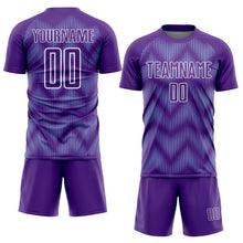 Charger l'image dans la galerie, Custom Purple Light Blue-White Line Sublimation Soccer Uniform Jersey