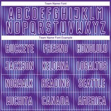 Charger l'image dans la galerie, Custom Purple Light Blue-White Line Sublimation Soccer Uniform Jersey