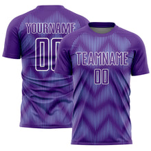 Charger l'image dans la galerie, Custom Purple Light Blue-White Line Sublimation Soccer Uniform Jersey