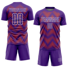 Charger l'image dans la galerie, Custom Purple Orange-White Line Sublimation Soccer Uniform Jersey