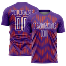 Charger l'image dans la galerie, Custom Purple Orange-White Line Sublimation Soccer Uniform Jersey