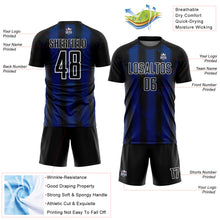 Charger l'image dans la galerie, Custom Black Royal-White Abstract Network Sublimation Soccer Uniform Jersey