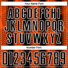 Charger l'image dans la galerie, Custom Black Orange-White Abstract Network Sublimation Soccer Uniform Jersey