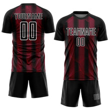 Загрузить изображение в средство просмотра галереи, Custom Black Crimson-White Abstract Network Sublimation Soccer Uniform Jersey