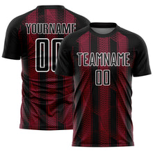 Загрузить изображение в средство просмотра галереи, Custom Black Crimson-White Abstract Network Sublimation Soccer Uniform Jersey
