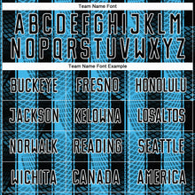 Charger l'image dans la galerie, Custom Black Sky Blue-White Abstract Network Sublimation Soccer Uniform Jersey