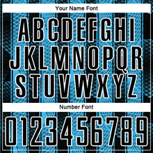 Charger l'image dans la galerie, Custom Black Sky Blue-White Abstract Network Sublimation Soccer Uniform Jersey