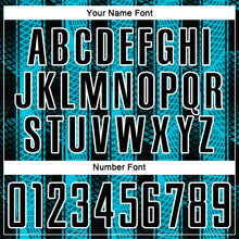 Laden Sie das Bild in den Galerie-Viewer, Custom Black Lakes Blue-White Abstract Network Sublimation Soccer Uniform Jersey