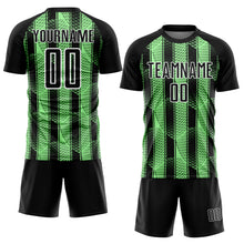 Laden Sie das Bild in den Galerie-Viewer, Custom Black Pea Green-White Abstract Network Sublimation Soccer Uniform Jersey