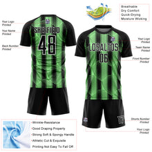 Laden Sie das Bild in den Galerie-Viewer, Custom Black Pea Green-White Abstract Network Sublimation Soccer Uniform Jersey