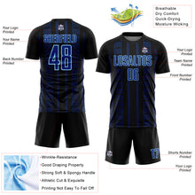 Laden Sie das Bild in den Galerie-Viewer, Custom Black Royal-Light Blue Geometric Shape Sublimation Soccer Uniform Jersey
