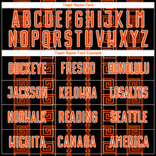 Laden Sie das Bild in den Galerie-Viewer, Custom Black Orange-White Geometric Shape Sublimation Soccer Uniform Jersey