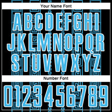 Laden Sie das Bild in den Galerie-Viewer, Custom Black Sky Blue-White Geometric Shape Sublimation Soccer Uniform Jersey