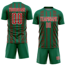 Charger l'image dans la galerie, Custom Kelly Green Red-White Geometric Shape Sublimation Soccer Uniform Jersey