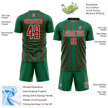 Charger l'image dans la galerie, Custom Kelly Green Red-White Geometric Shape Sublimation Soccer Uniform Jersey