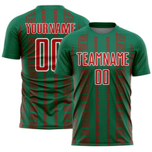 Charger l'image dans la galerie, Custom Kelly Green Red-White Geometric Shape Sublimation Soccer Uniform Jersey