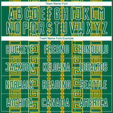 Charger l'image dans la galerie, Custom Kelly Green Gold-White Geometric Shape Sublimation Soccer Uniform Jersey