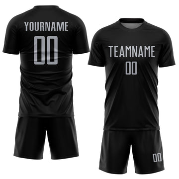 Custom Black Gray Sublimation Soccer Uniform Jersey