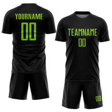 Laden Sie das Bild in den Galerie-Viewer, Custom Black Neon Green Sublimation Soccer Uniform Jersey