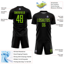 Laden Sie das Bild in den Galerie-Viewer, Custom Black Neon Green Sublimation Soccer Uniform Jersey