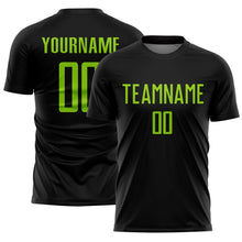 Laden Sie das Bild in den Galerie-Viewer, Custom Black Neon Green Sublimation Soccer Uniform Jersey