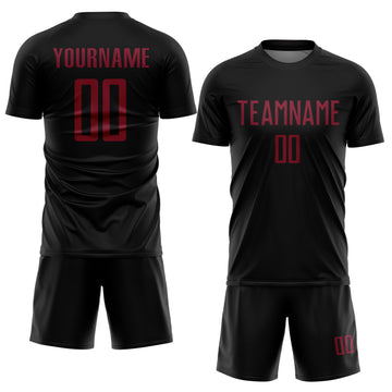 Custom Black Crimson Sublimation Soccer Uniform Jersey