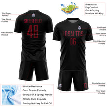 Laden Sie das Bild in den Galerie-Viewer, Custom Black Crimson Sublimation Soccer Uniform Jersey