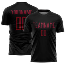 Laden Sie das Bild in den Galerie-Viewer, Custom Black Crimson Sublimation Soccer Uniform Jersey