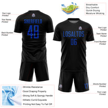 Load image into Gallery viewer, Custom Black Thunder Blue Sublimation Soccer Uniform Jersey